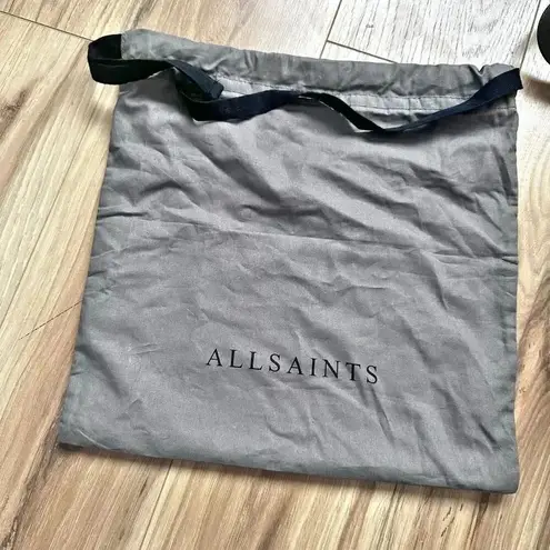 ALLSAINTS | Kepi Mini Leather Crossbody Bag Gray Leather Purse Leather Stitch