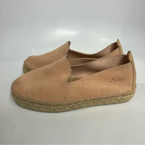 Manebi Hamptons platform espadrille slip on shoes suede womens size 38 peach tan Orange