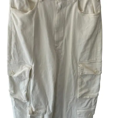 The Frankie Shop Hailey Denim Oversized Cargo Pants in White Size Small