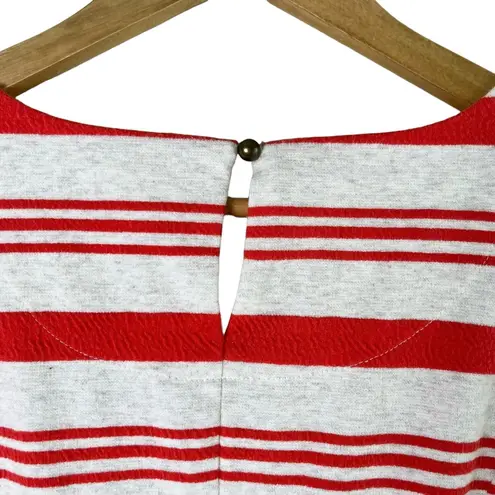 Anthropologie  Mauritius Sleeveless Peplum Striped Top in Red White, Small