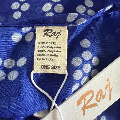 RAJ Duster Kimono Blue White One Size Short Sleeves Open Style Boho Nautical NEW Black