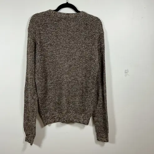 BKE Textured Knit Sweater Brown Speckled Crew Neck Long Sleeve Women Small