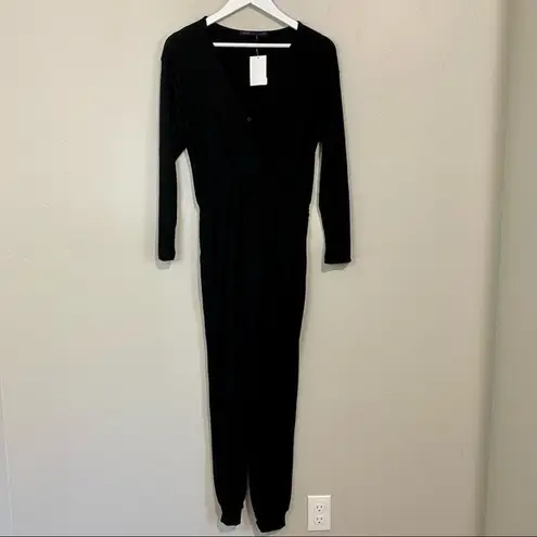 Fraiche by J Women’s Long Sleeve Knit Jumpsuit w/ Pockets Black Size Small NWT