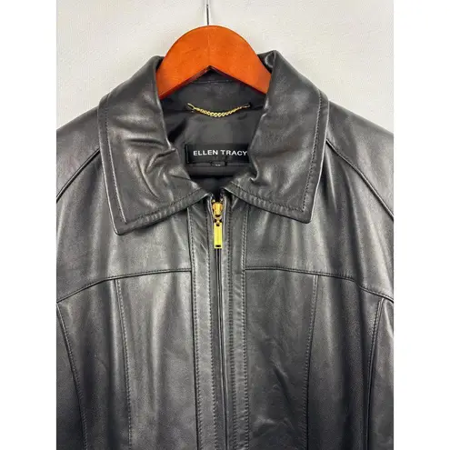 Ellen Tracy Women’s XL Black Leather Jacket with Gold Hardware