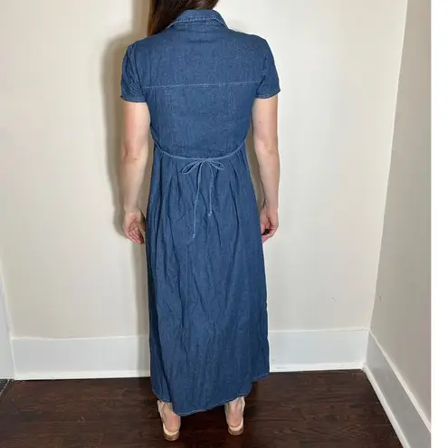 Vintage Blue  100% Cotton Made in USA Denim Maxi Dress Size 4