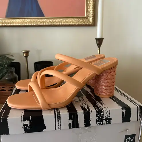 DV Dolce Vita Myla Strappy Block Heel Sandals Square Toe Orange NEW Size 9