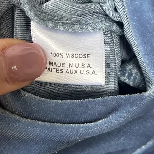 MISA Los Angeles Reem Bodysuit in Blue Velvet Size Small Holiday Party Boho