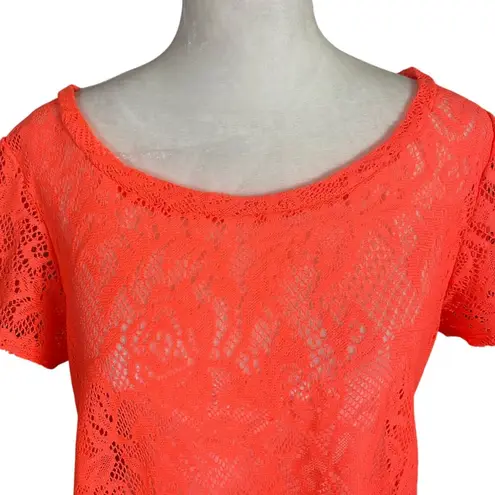 Touch Me women's 1X fluorescent orange pullover short sleeve swimsuit coverup