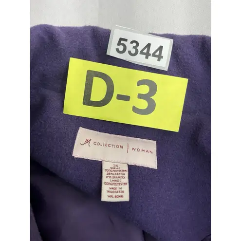 JM Collection womans woman plus 3x Pea Coat Purple Lined Button Front