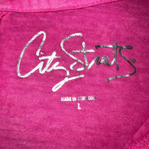 City Streets Womens Hoodie Pullover Sleeveless Vest Neon Pink Large