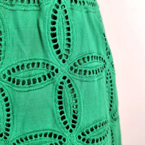 Ottod'Ame Green Eyelet Palazzo Pants Wide Leg Cutout Detail w/ Bloomers Size 8