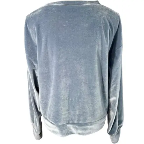 ZARA Velour Blue Drop Shoulder Long Sleeve Pullover Sweatshirt L