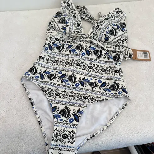 Boden Bow Detail Halter Swimsuit size 8 White