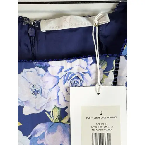 Rachel Parcell Floral Midi Dress Square Neck Puff Sleeve Lace Trim Cottagecore 2