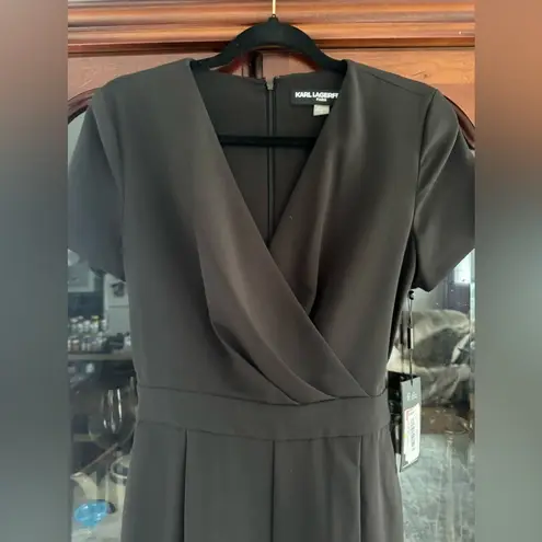 Karl Lagerfeld PARIS Scuba Crepe Wide Leg Jumpsuit Black