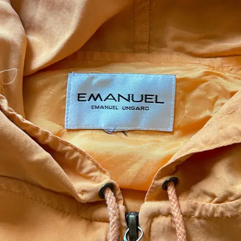Emanuel Ungaro Orange Lightweight 100% Silk Hooded Jacket