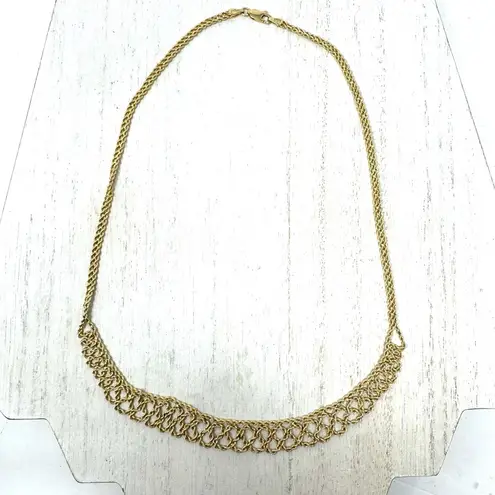 Twisted 14K solid yellow gold  mesh rope necklace, 5.4g