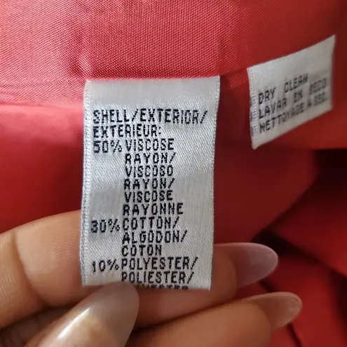 Rena Rowan Red Black Tweed Zip Up Lined Blazer Jacket Size 12