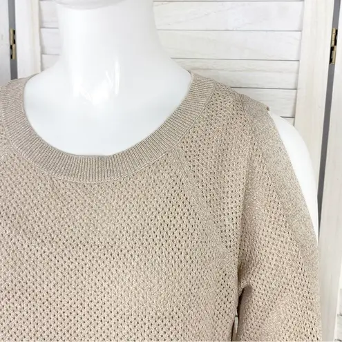 INC International Concepts Metallic Split Sleeve Pullover Sweater Tan Small - Image 7
