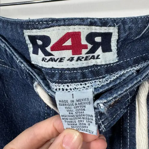 Rave R4R Jeans Women Junior 1 Draw String Bootcut 90s Utility Pocket Grunge Y2K Blue Size 10