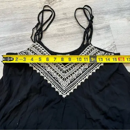 American Eagle  Black Embroidered Tank Top Long Line Strappy