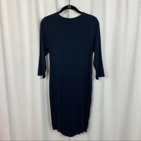 A pea in the pod  Navy Blue Ruched Body Con Maternity Dress Sz.M NWT