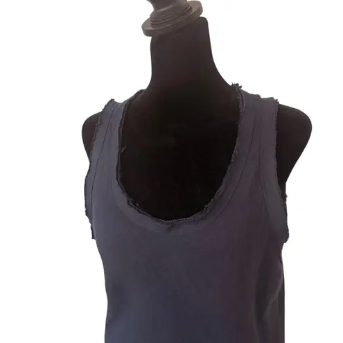 SAGA Made in Italy Ruffle Hem Midi Maxi Linen Dress Blue Size S/M Quiet Luxury