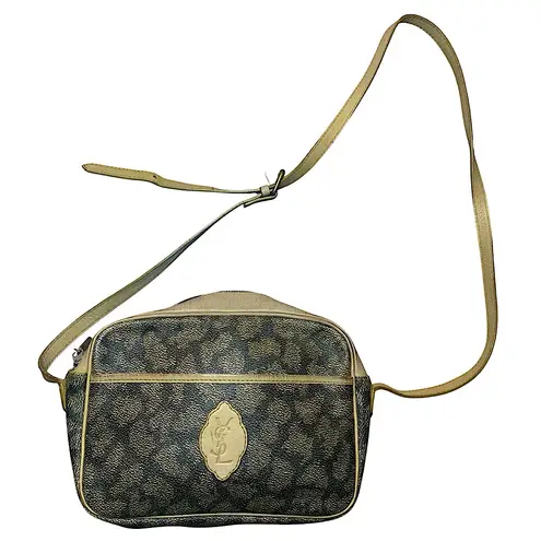 YSL • Vintage giraffe embossed shoulder bag brown tan