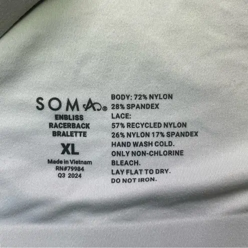 Soma Bralette Women's Size XL Enbliss Racerback Lace BLUE MIST NWT $49