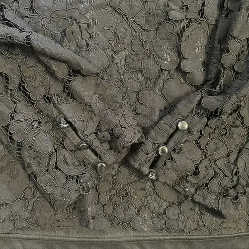 Ultra Pink black long sleeve mock neck lace blouse size L