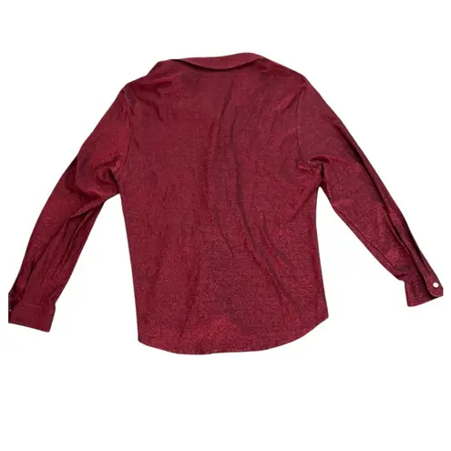Vintage Escada Sport *flaw 2 Piece Metallic Shimmer Blouse Set | Red | 42/L Size L