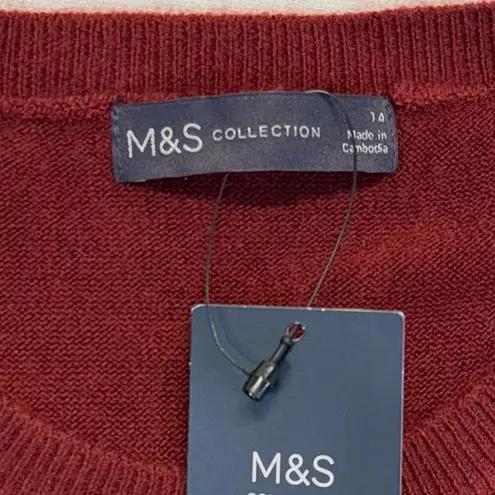 Marks & Spencer Red Crew Neck Sweater Women’s Size 10 Acrylic burgundy