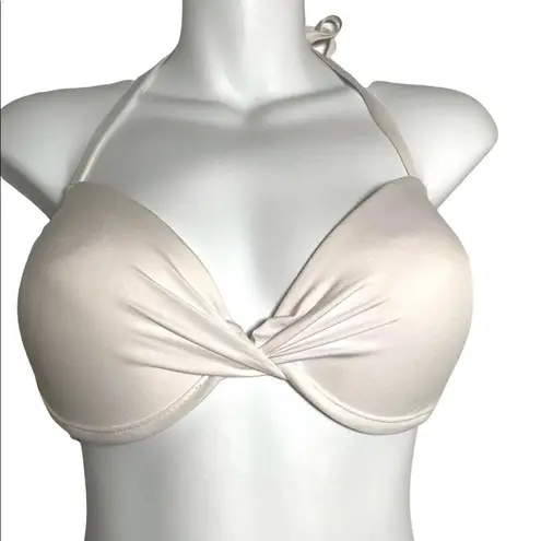Mossimo White Ruched Bikini Top Size Large