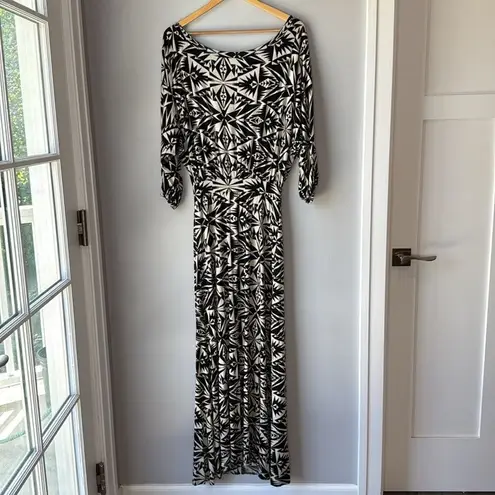 Rachel Pally Jersey Bat Wing Maxi Dress Black White Geometric