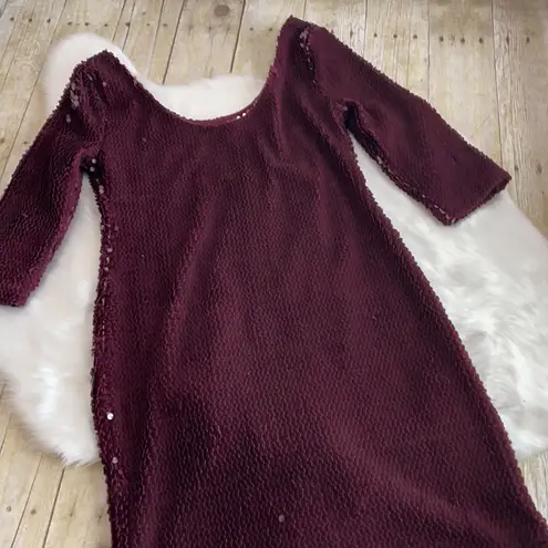 BB Dakota Burgundy Christmas Holiday Sequin Cocktail Dress NWT