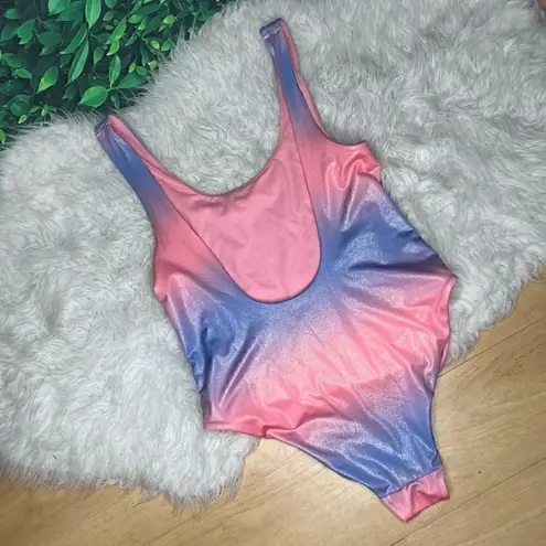 Cabana Del Sol Open back shimmer swimsuit ombre pink and purple XL
