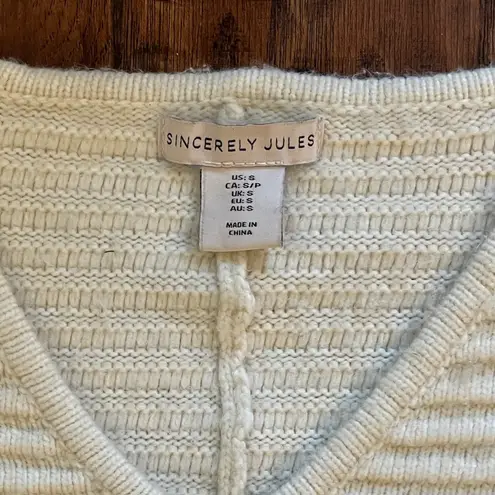 Sincerely Jules Super Soft Cropped Striped Knit V-Neck Sweater, Size S