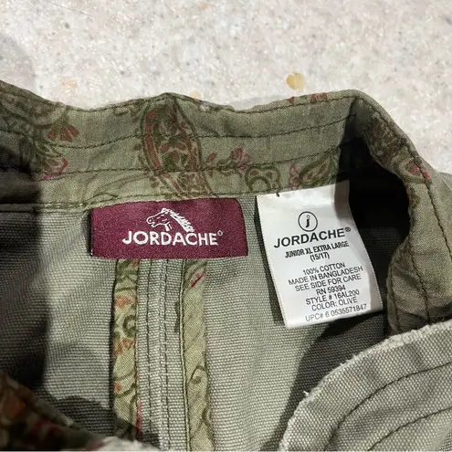 Jordache Olive Green Jean Jacket with Floral Detail