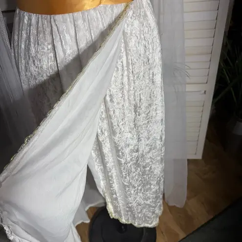 California Costumes Greek Goddess Angel Dress Sheer Crushed Velvet White/Gold 3X White