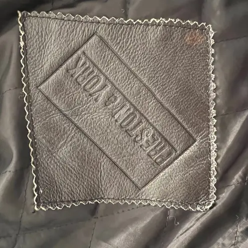 Preston & York Black Leather Floral Embossed Jacket Women's Size Medium