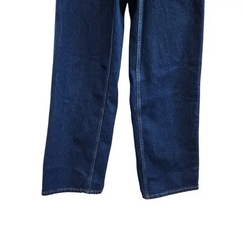 Free Assembly High Rise Full Wide Straight Leg Pockets Denim Blue Size 6