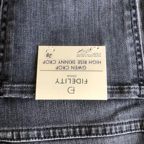 Fidelity Gwen NWT Raw Edge High Rise Skinny Crop Jeans, Castle Gray Wash, 28