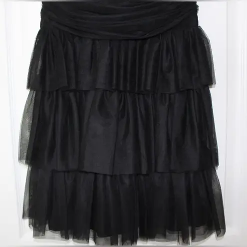 Maje Black Tiered Mini Dress with a Ruffled Skirt