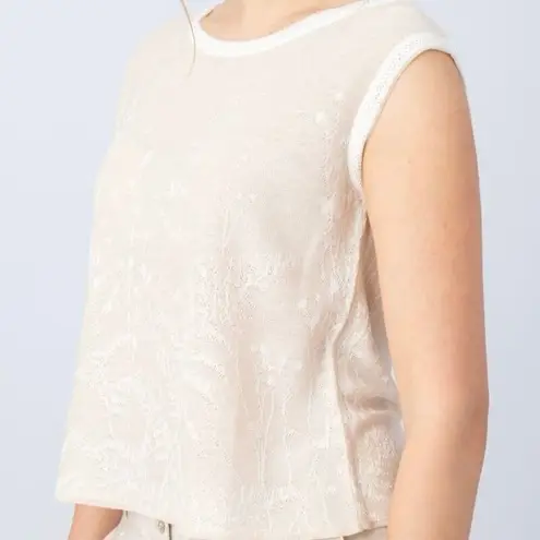 IVKO Woman Brocade Pullover Shadow Pattern Cream Sleeveless Size undefined
