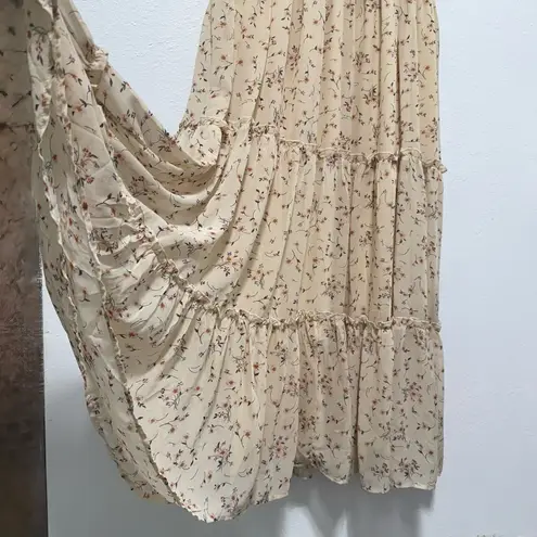 MikaRose  Beige Floral Maxi Dress
