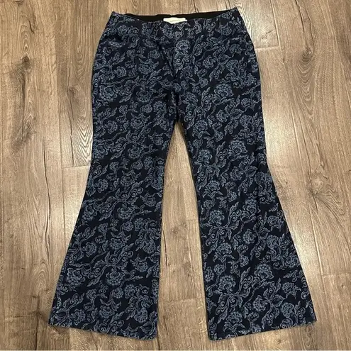 Soft Surroundings Floral Wide Leg Flare Pull on Jeans Size Large Boho Bell