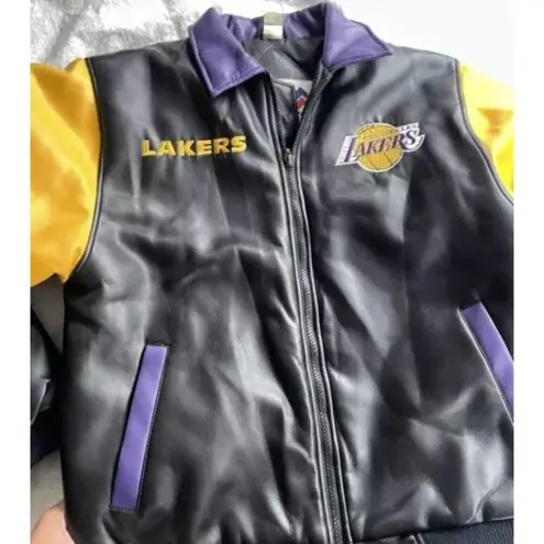 Nba Vintage Los Angeles Lakers Leather Jacket Women’s Sz XL Logo Athletic RARE