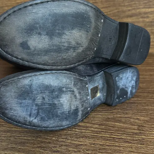 Paola Ferri Grey Black Distressed Suede Studded Moto Motorcycle Boots 39 Gray Size 8