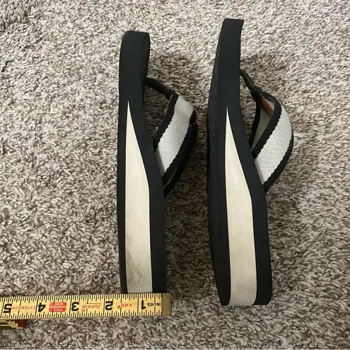 Tory Burch  Black White Wedge Sandals Size 8