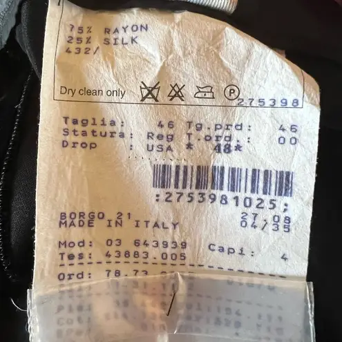 Giorgio Armani Womens Silk Rayon Blend Wide Leg Pants Black Velvet NWT Size 46